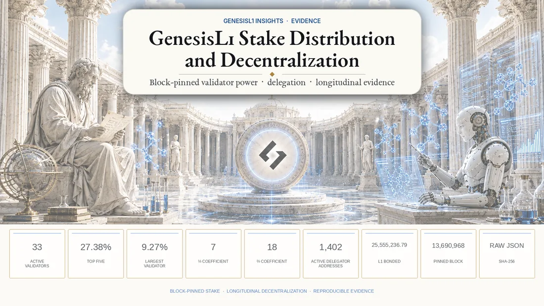 GenesisL1 stake distribution and decentralization evidence